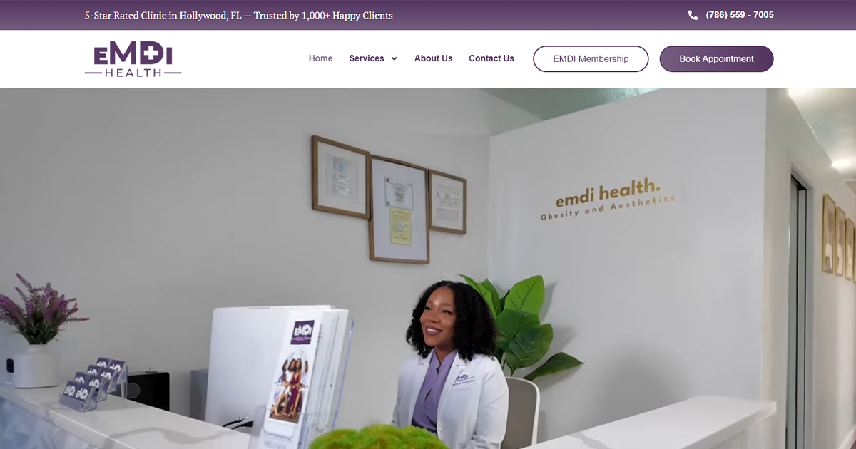 Clean, professional medical spa treatment room with neutral tones at EMDI Health in Aventura